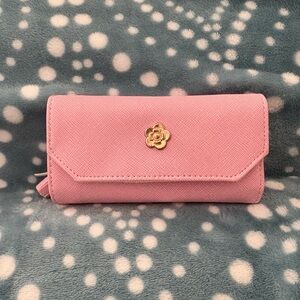 Pink Floral Accent Women's Jewelry Roll